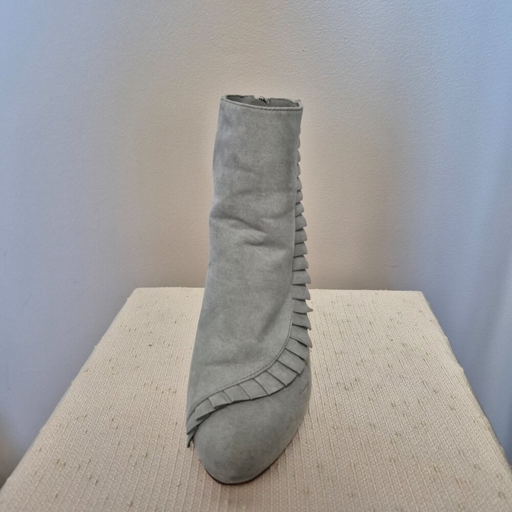Faux Suede Booties w Ruffle - Picture 4 of 13